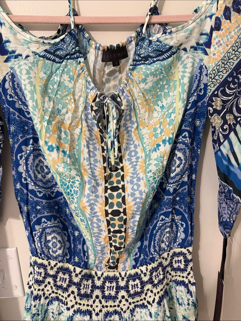 Hale Bob Blue and Teal Mosaic Off-Shoulder Tunic - Picture 5 of 11